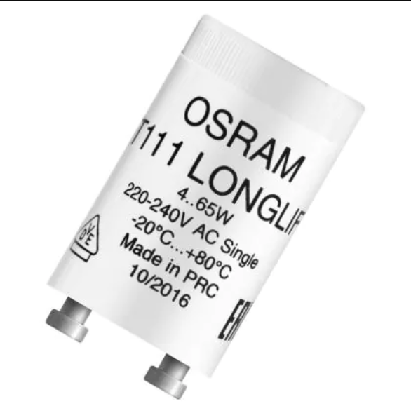 OSRAM S10 Starter ST111 4-65W, Compact Fluorescent Lamp Starter for Efficient Lamp Ignition, Suitable for 4W to 65W CFL Applications